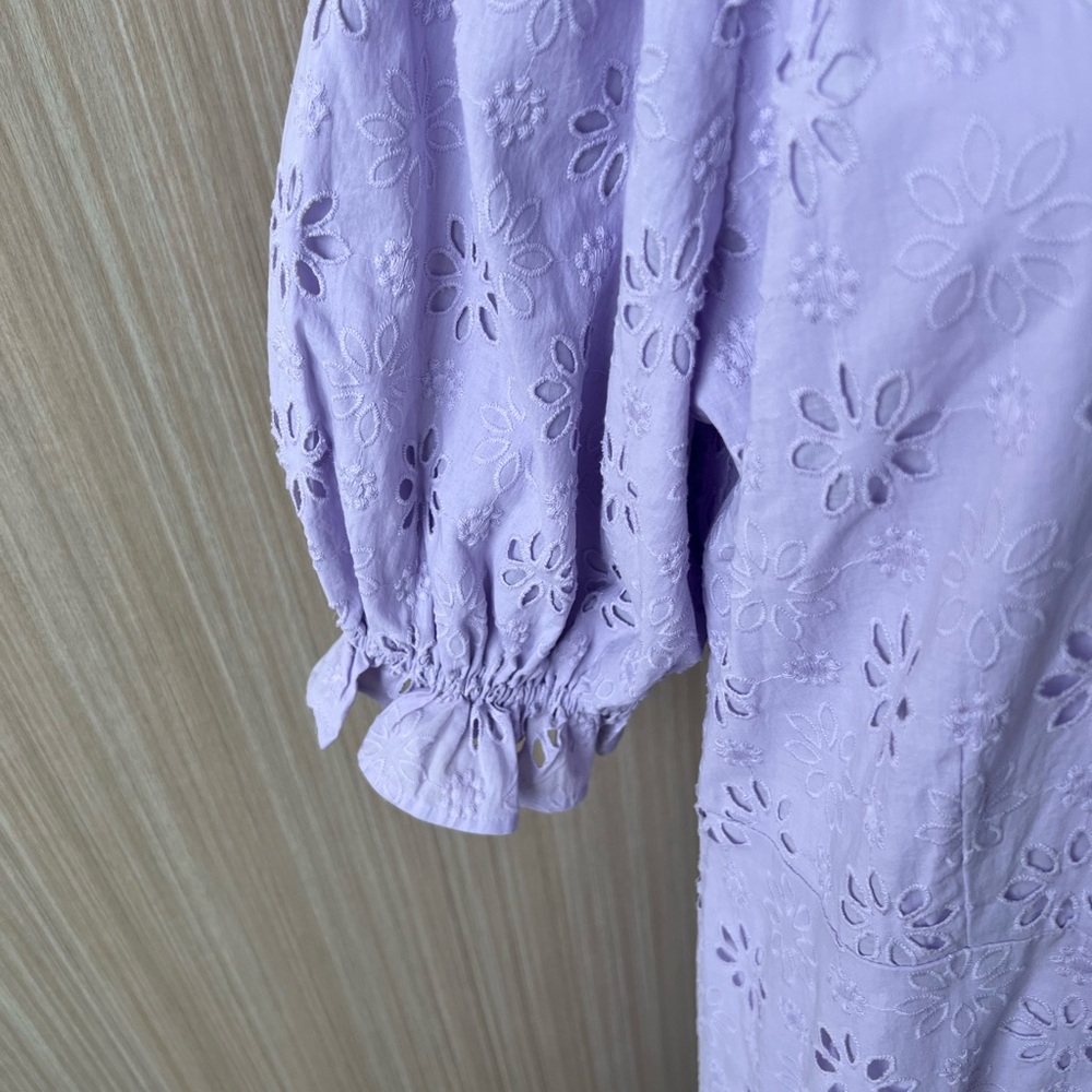 Ann Taylor Lilac Eyelet Midi Dress - Picture 5 of 8